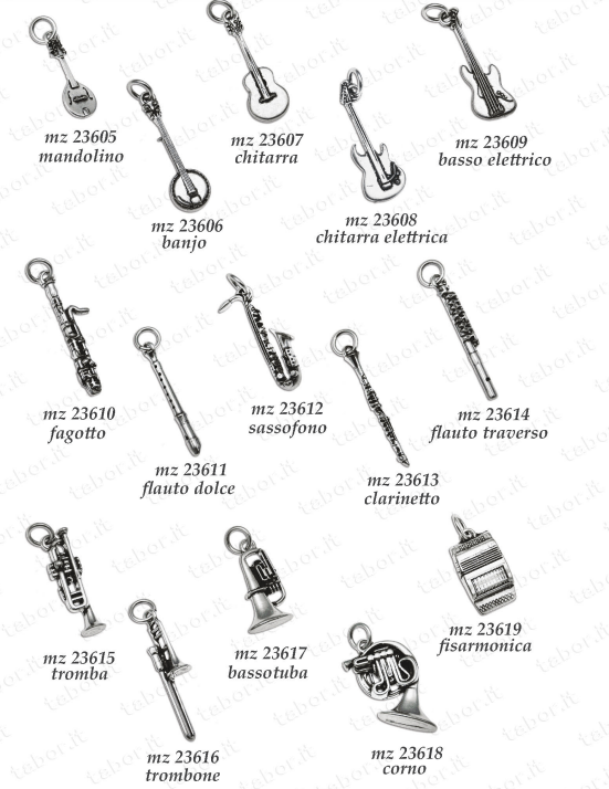 STRUMENTI MUSICALI IN BILAMINA DI ARGENTO